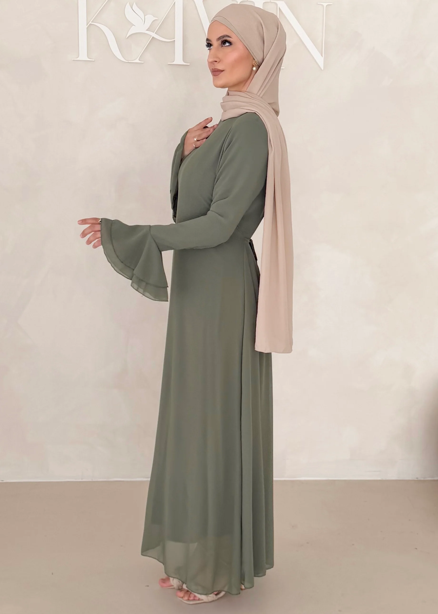 Chiffon Kleid mit Ärmel Details