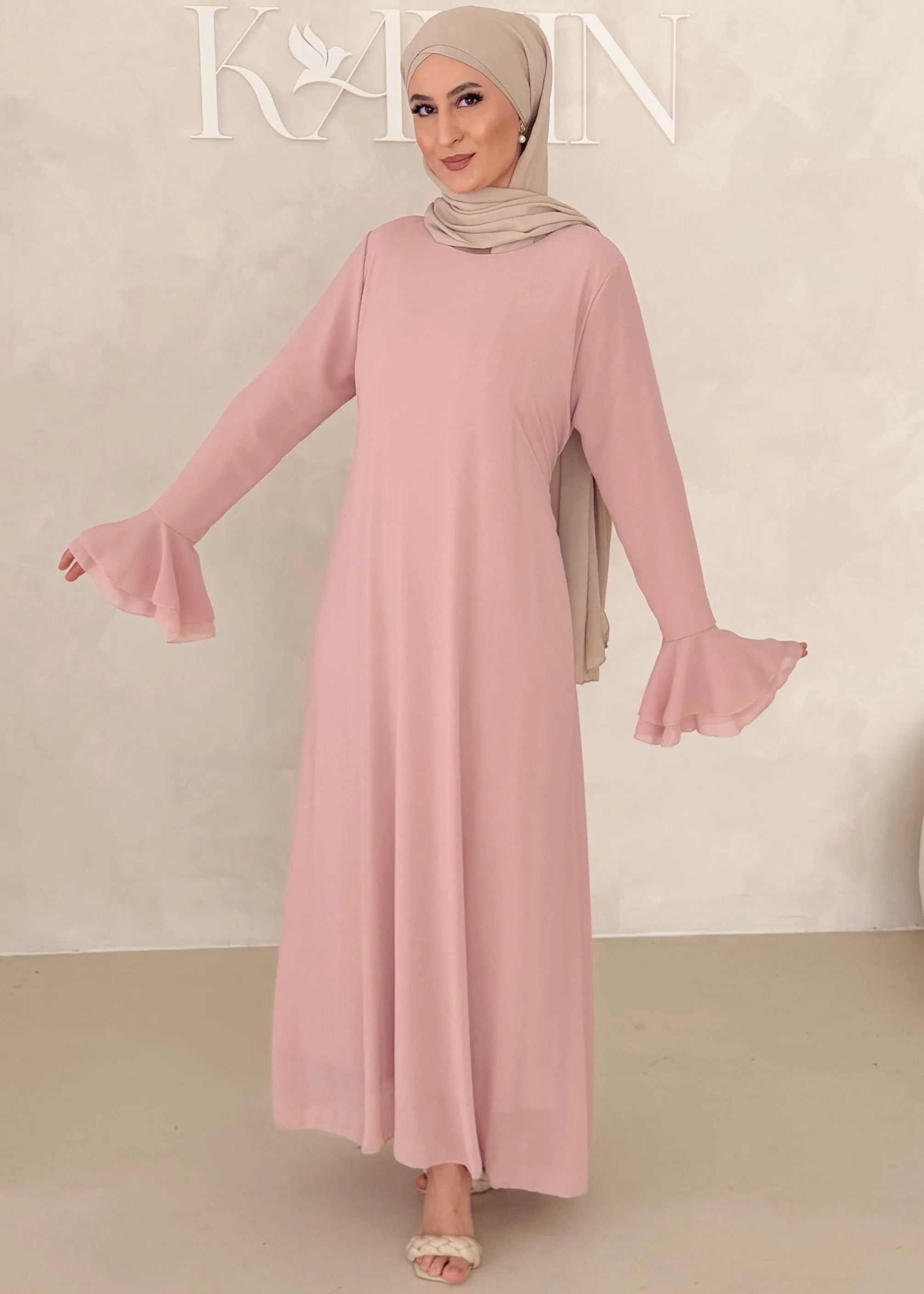Chiffon Kleid mit Ärmel Details - Image 12