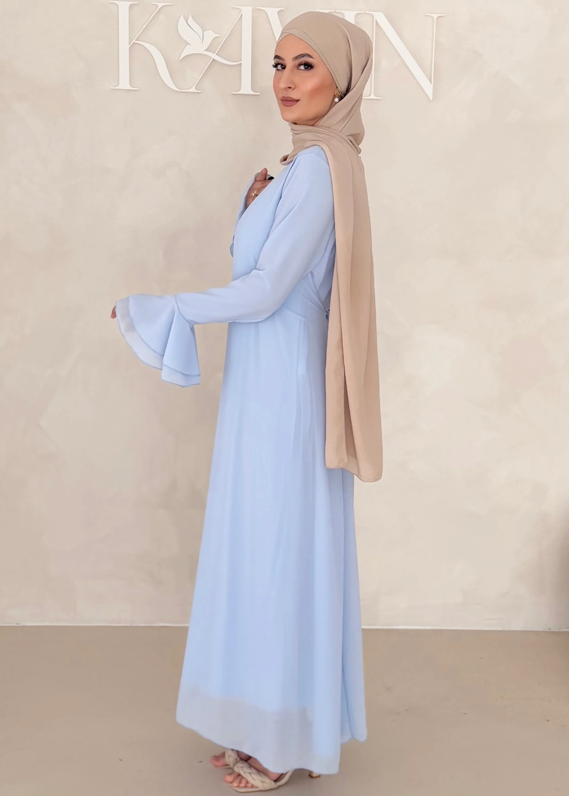 Chiffon Kleid mit Ärmel Details - Image 14