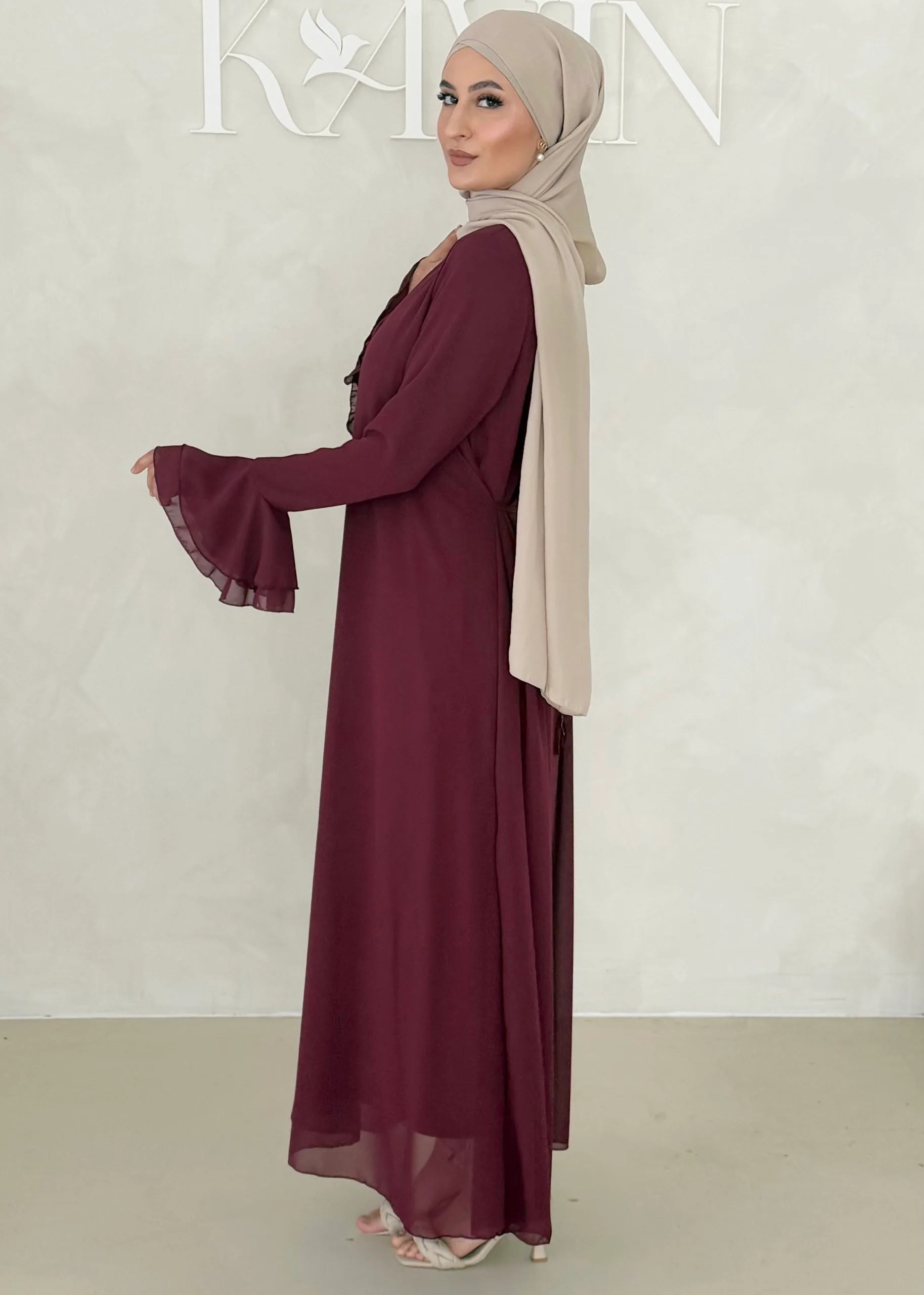 Chiffon Kleid mit Ärmel Details - Image 17