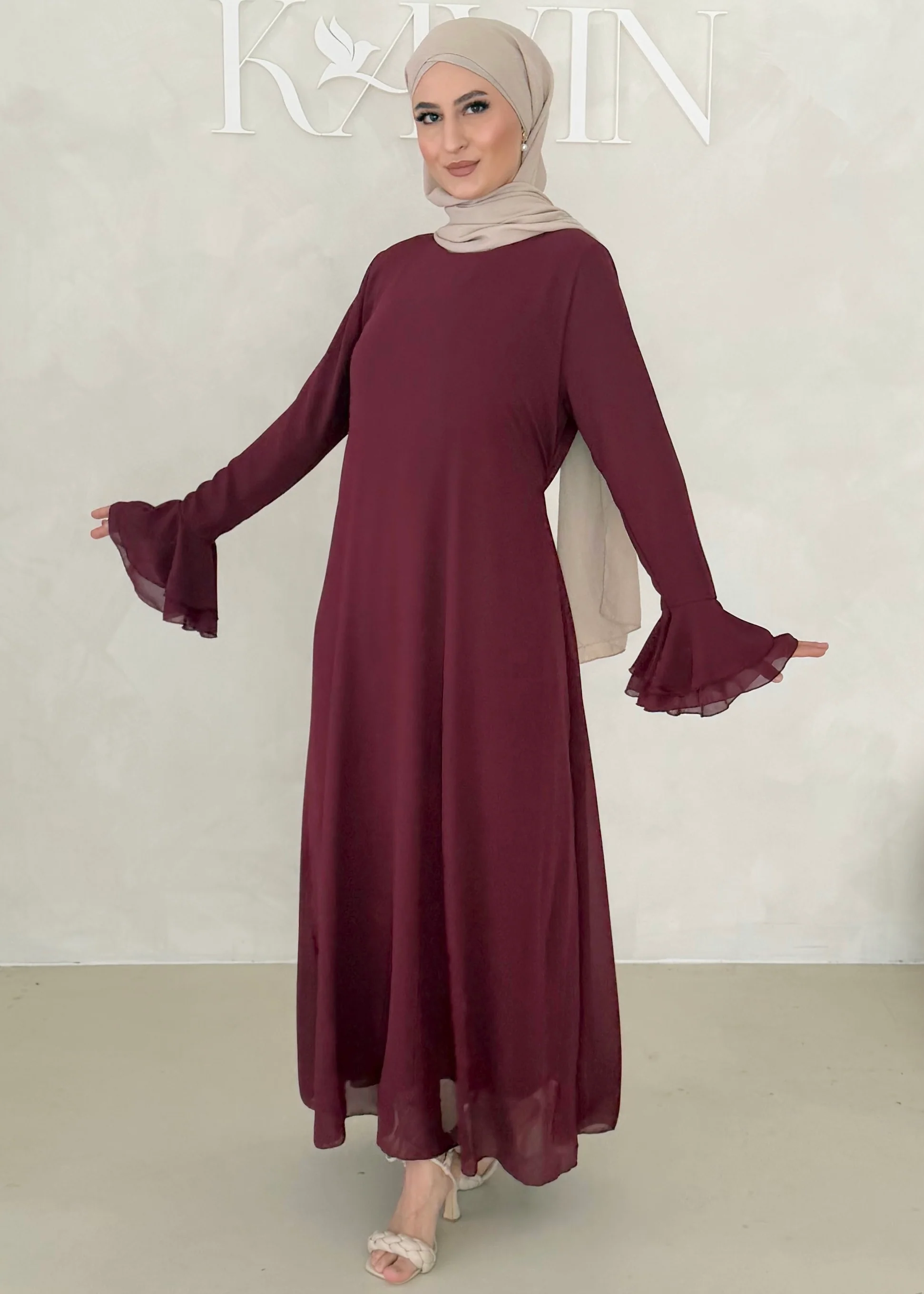 Chiffon Kleid mit Ärmel Details - Image 18