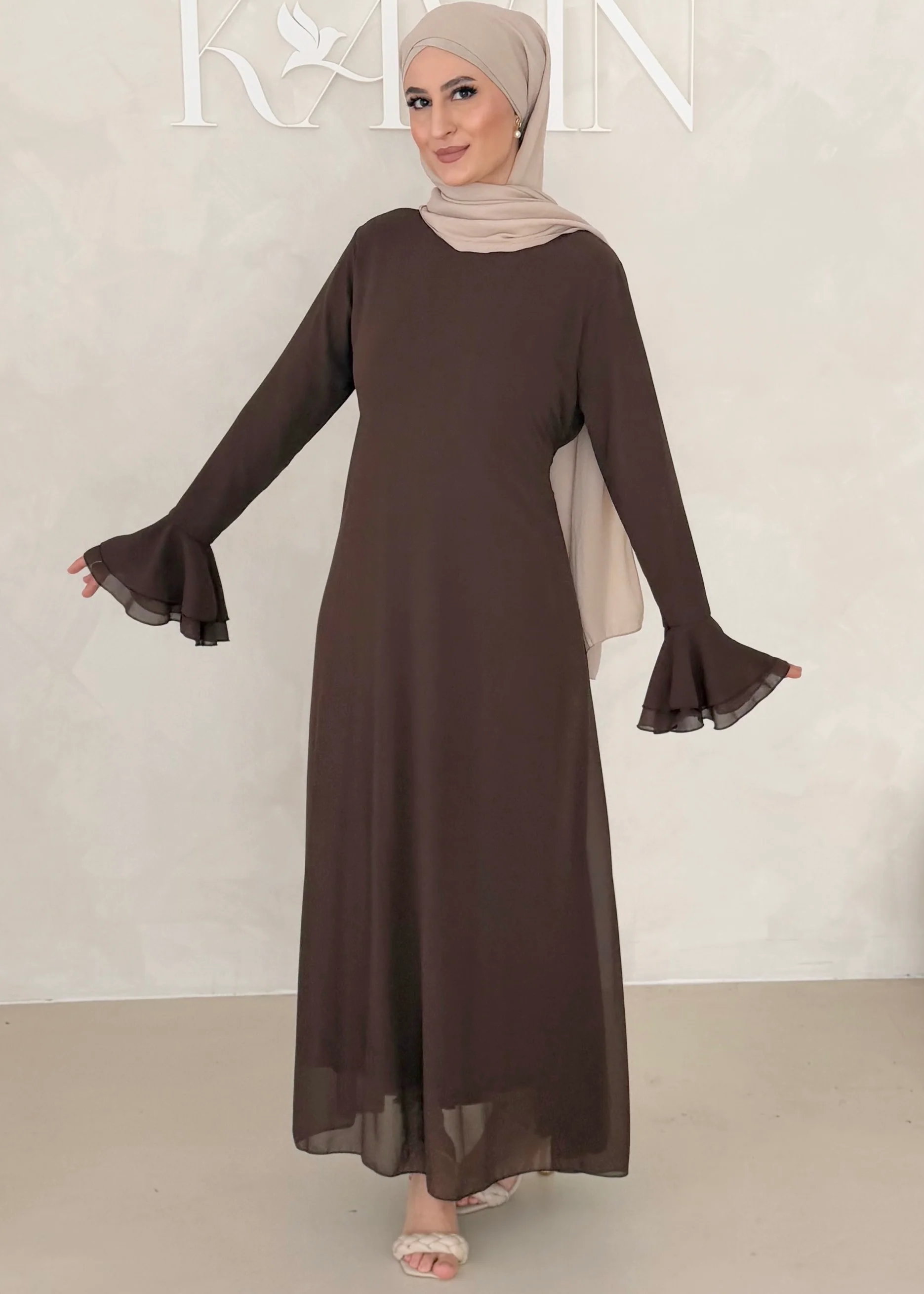 Chiffon Kleid mit Ärmel Details - Image 21