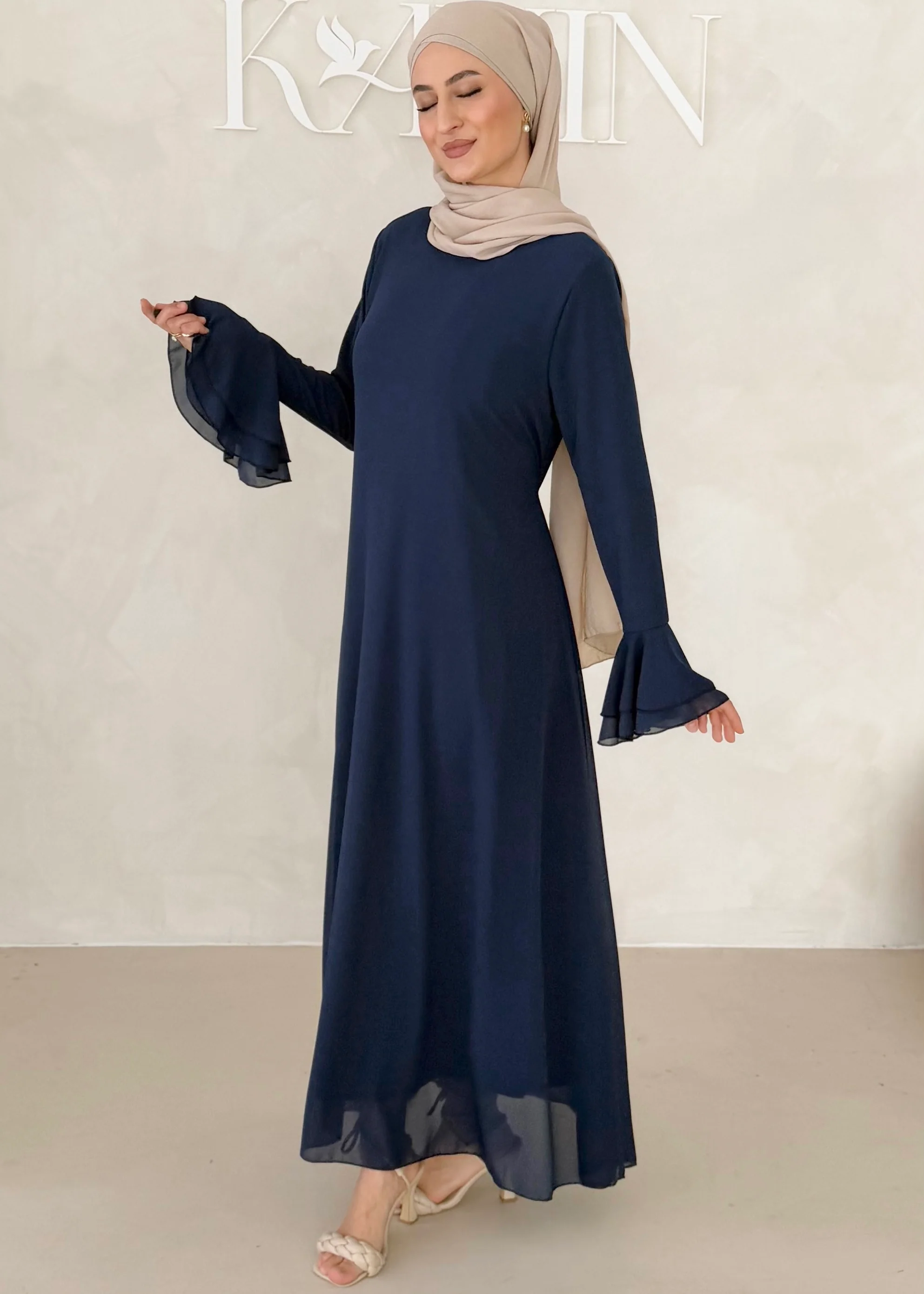 Chiffon Kleid mit Ärmel Details - Image 24