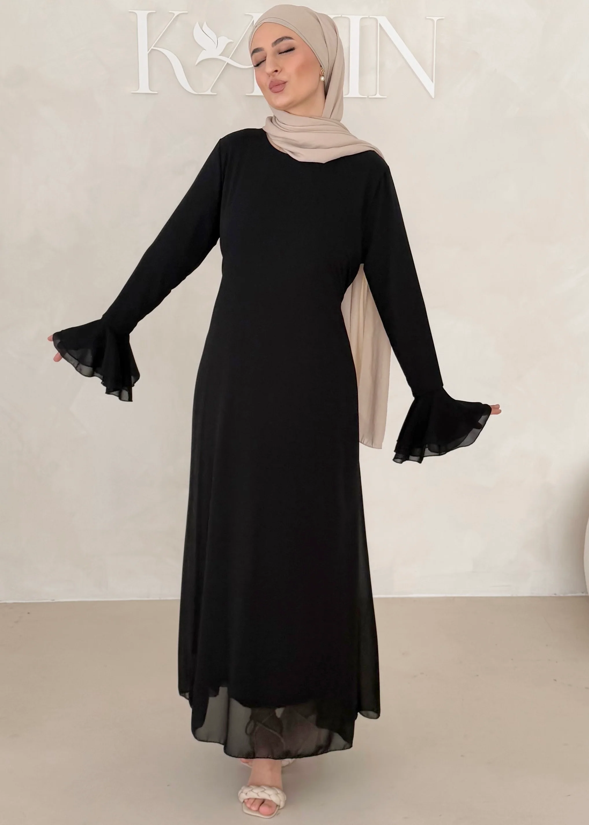 Chiffon Kleid mit Ärmel Details - Image 27
