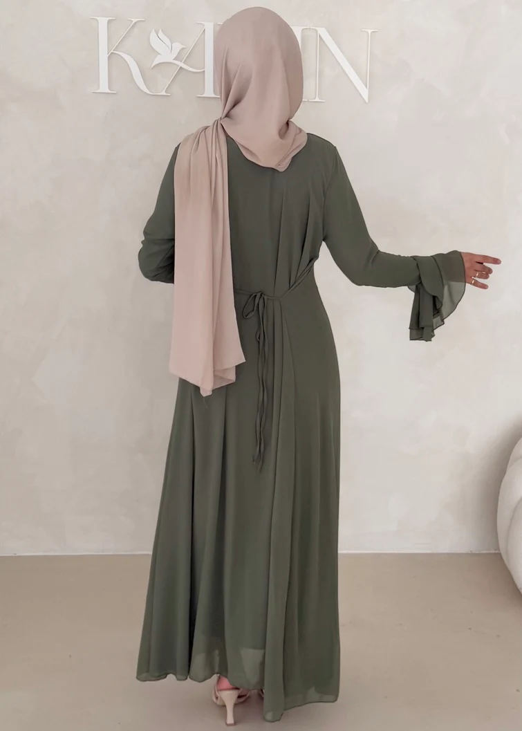 Chiffon Kleid mit Ärmel Details - Image 3