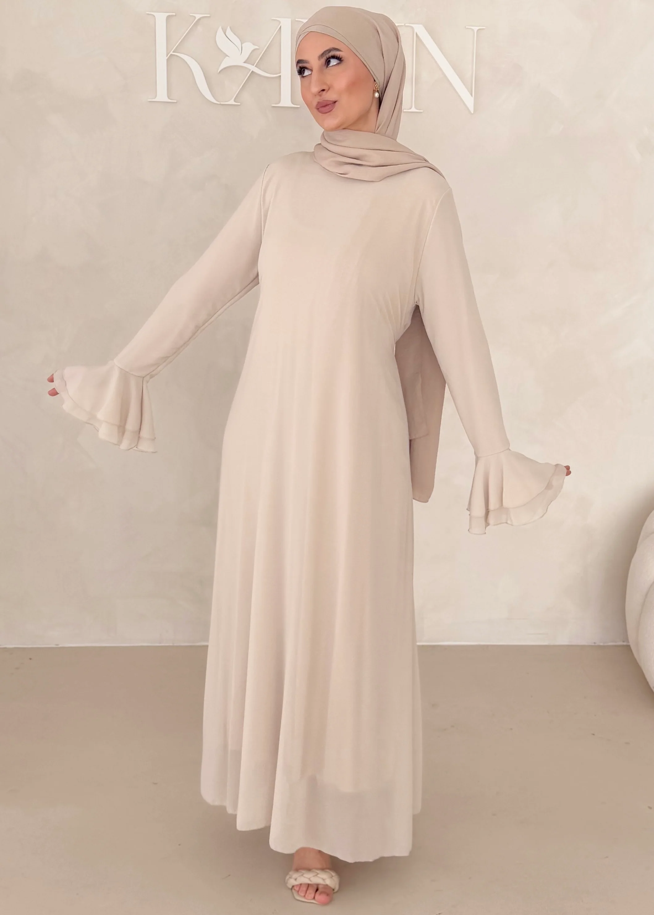 Chiffon Kleid mit Ärmel Details - Image 8