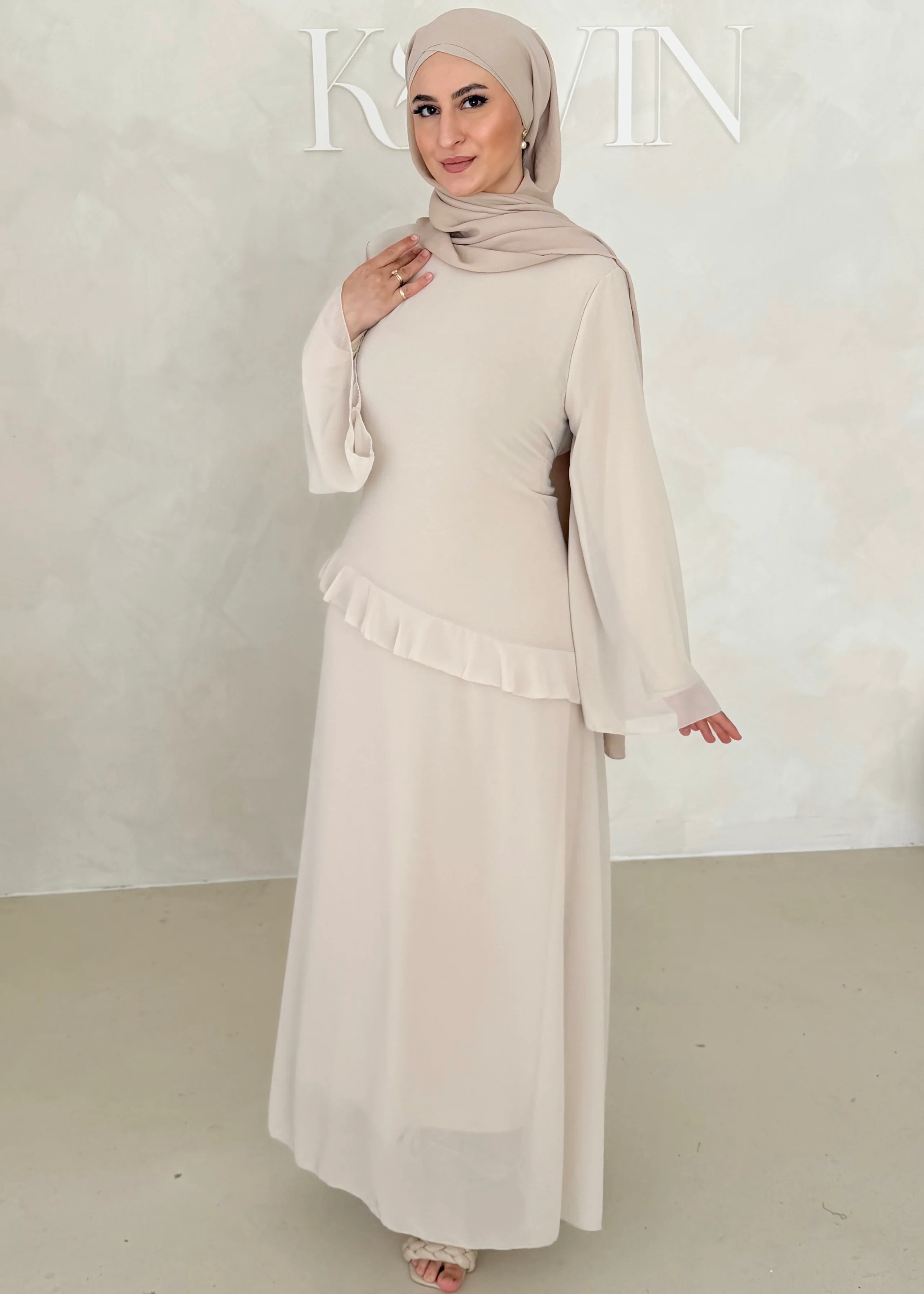 Chiffon Kleid mit Volant Details - Image 10
