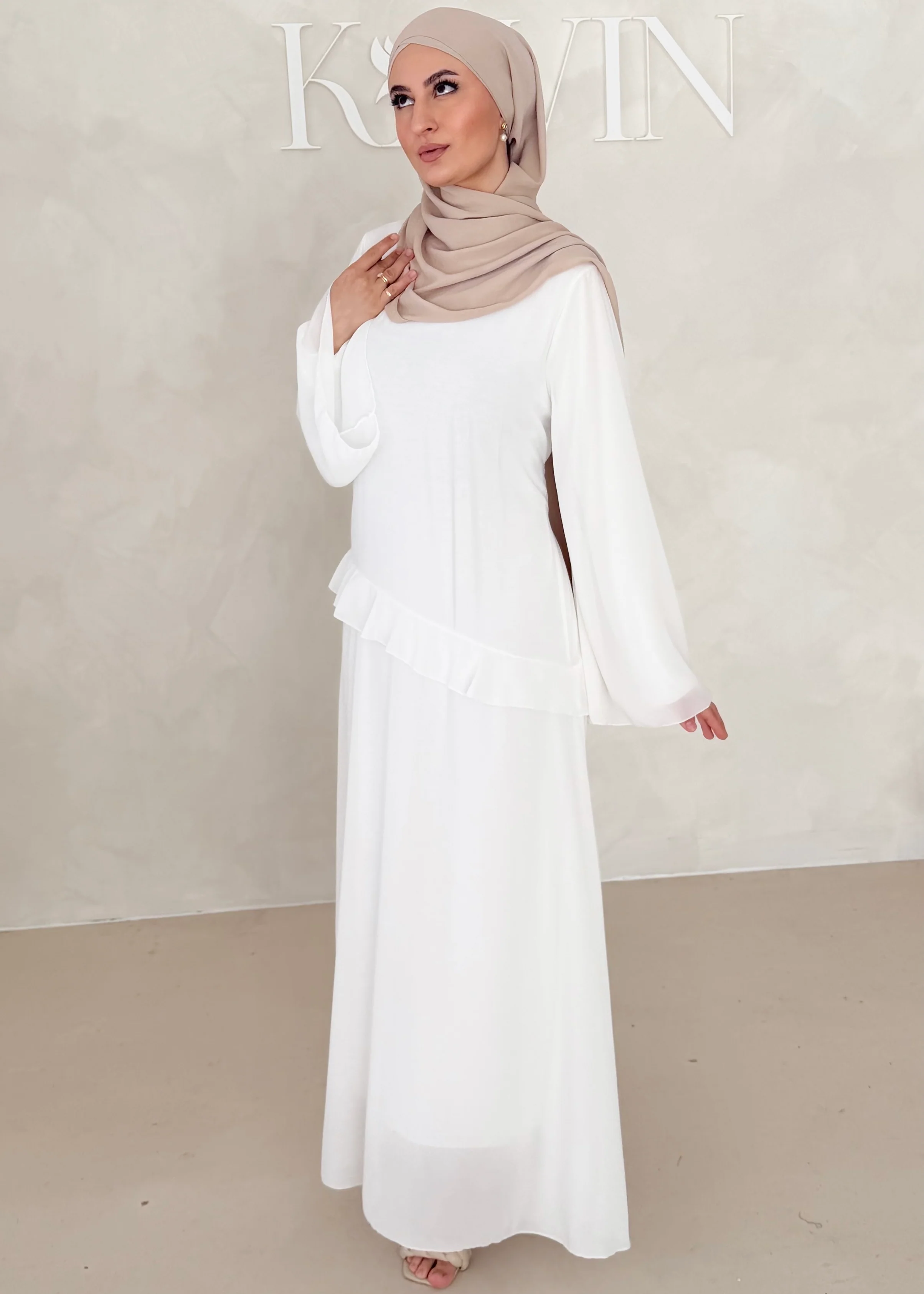 Chiffon Kleid mit Volant Details - Image 16