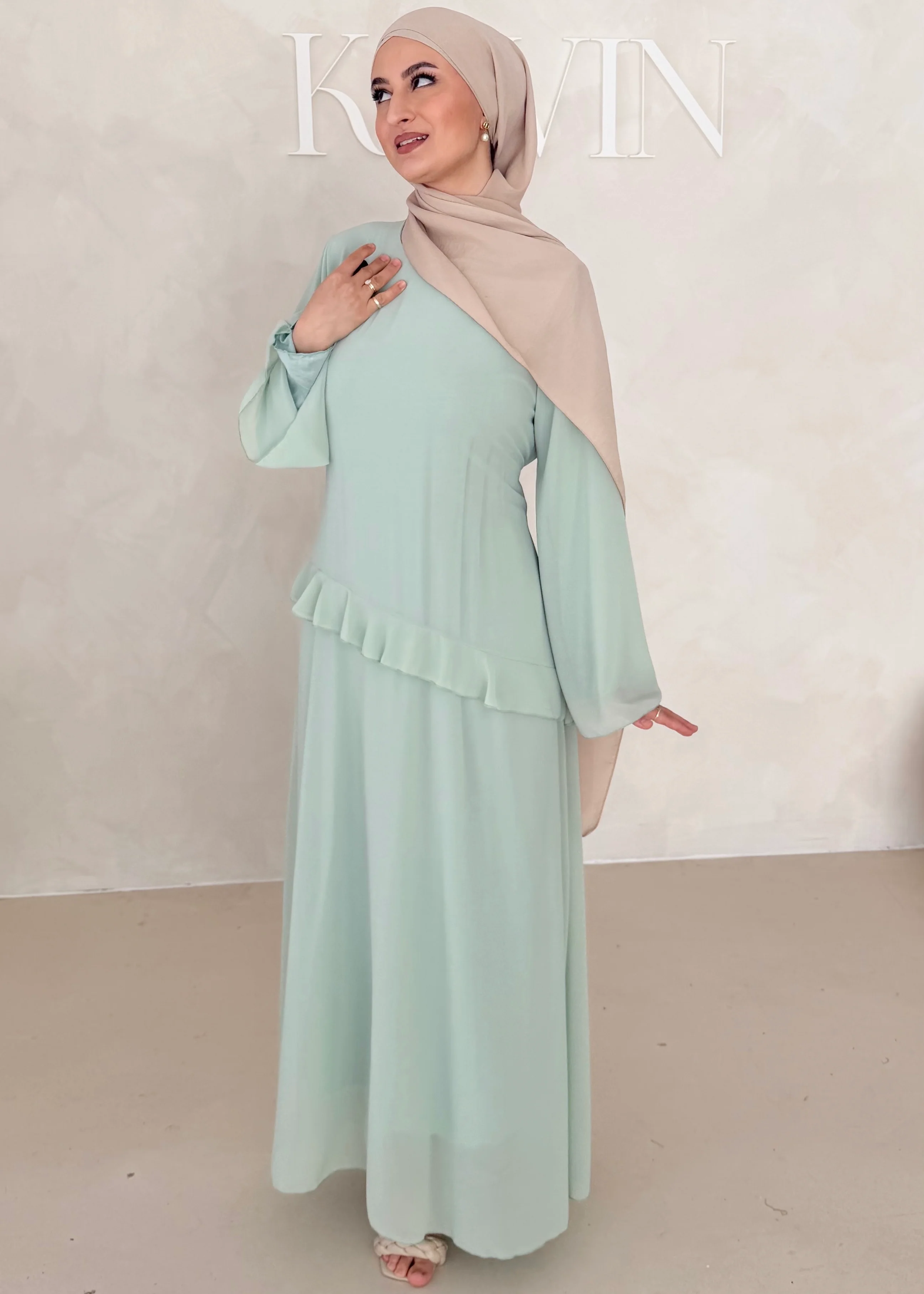Chiffon Kleid mit Volant Details - Image 19