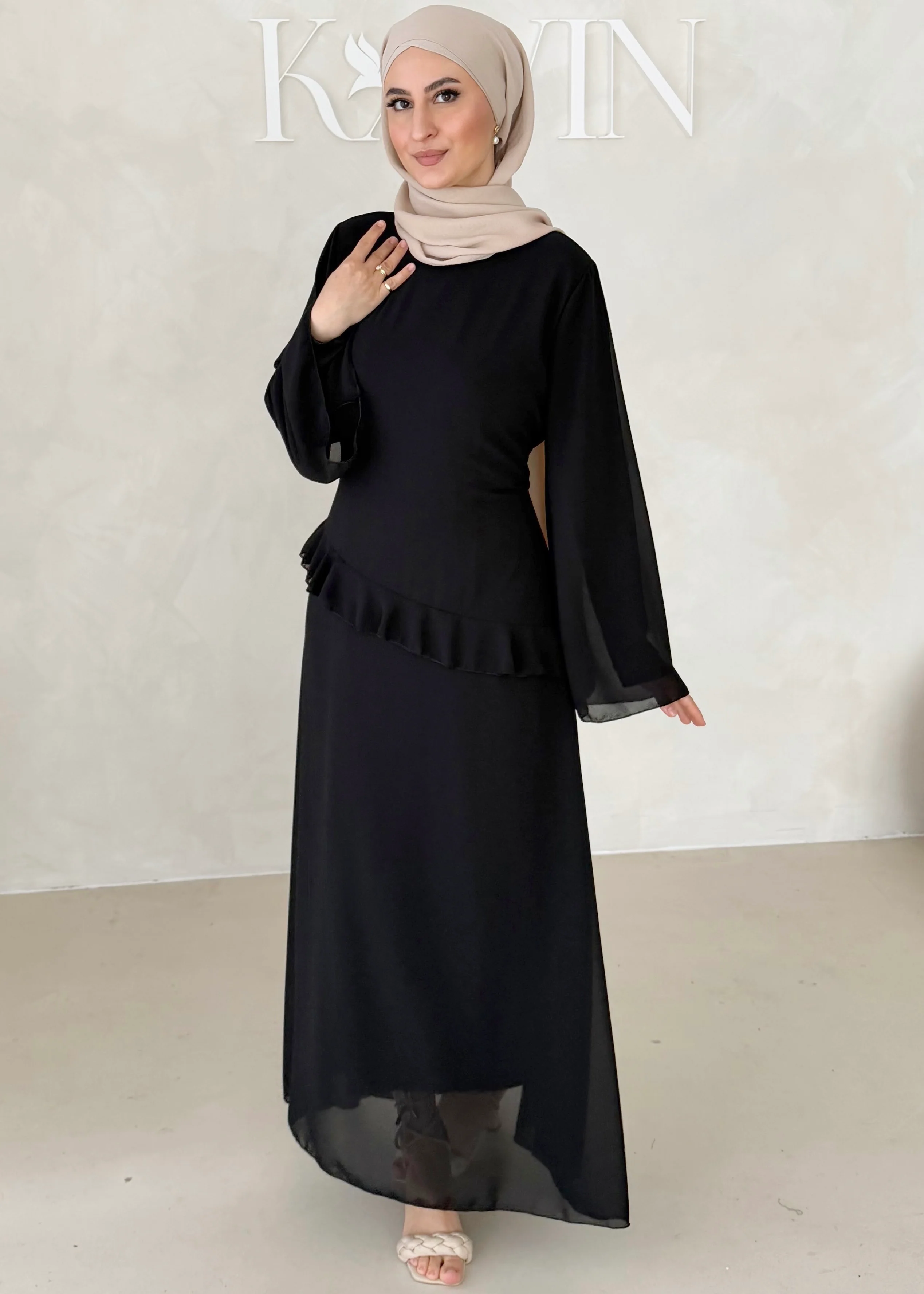 Chiffon Kleid mit Volant Details - Image 31