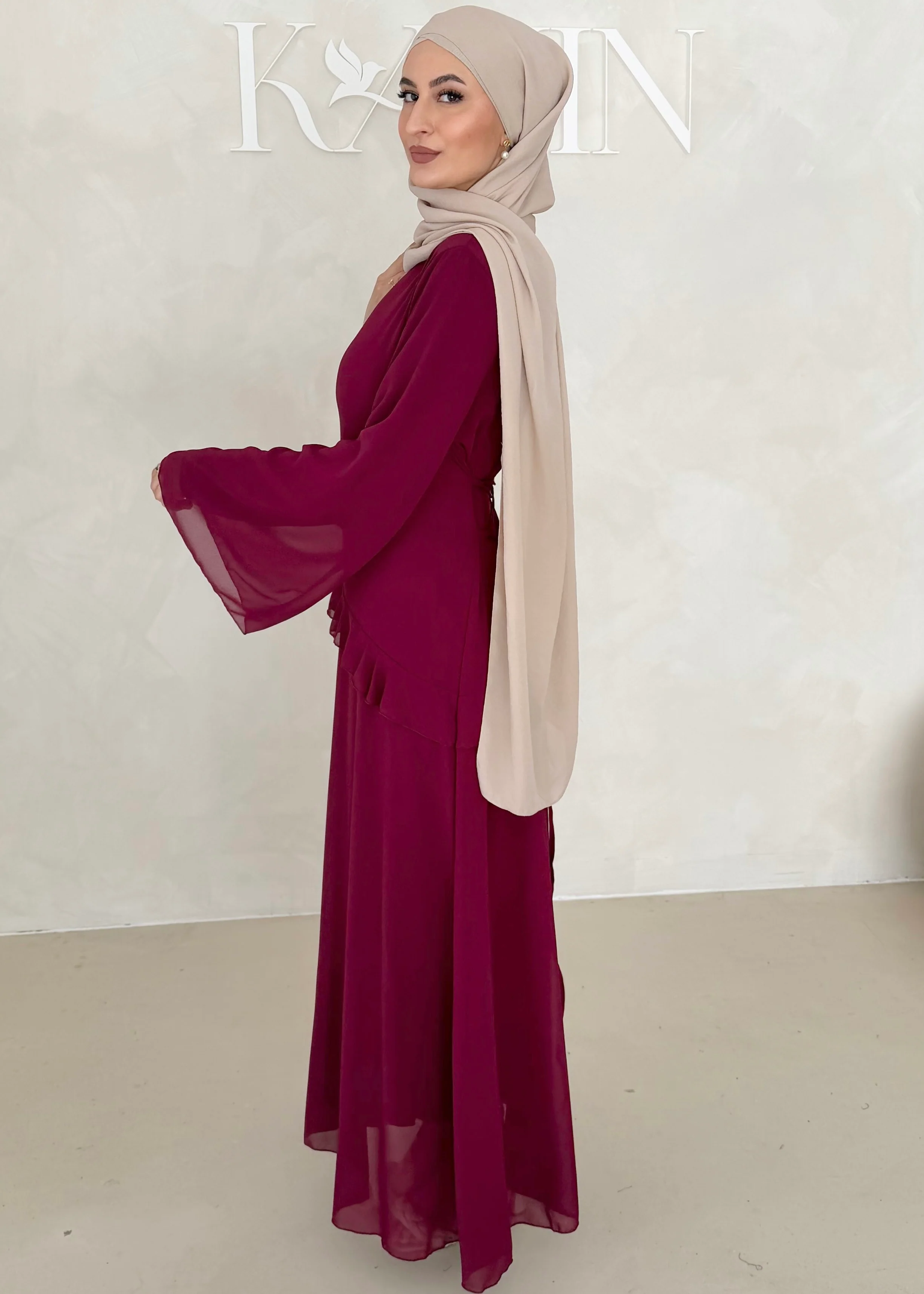 Chiffon Kleid mit Volant Details - Image 5