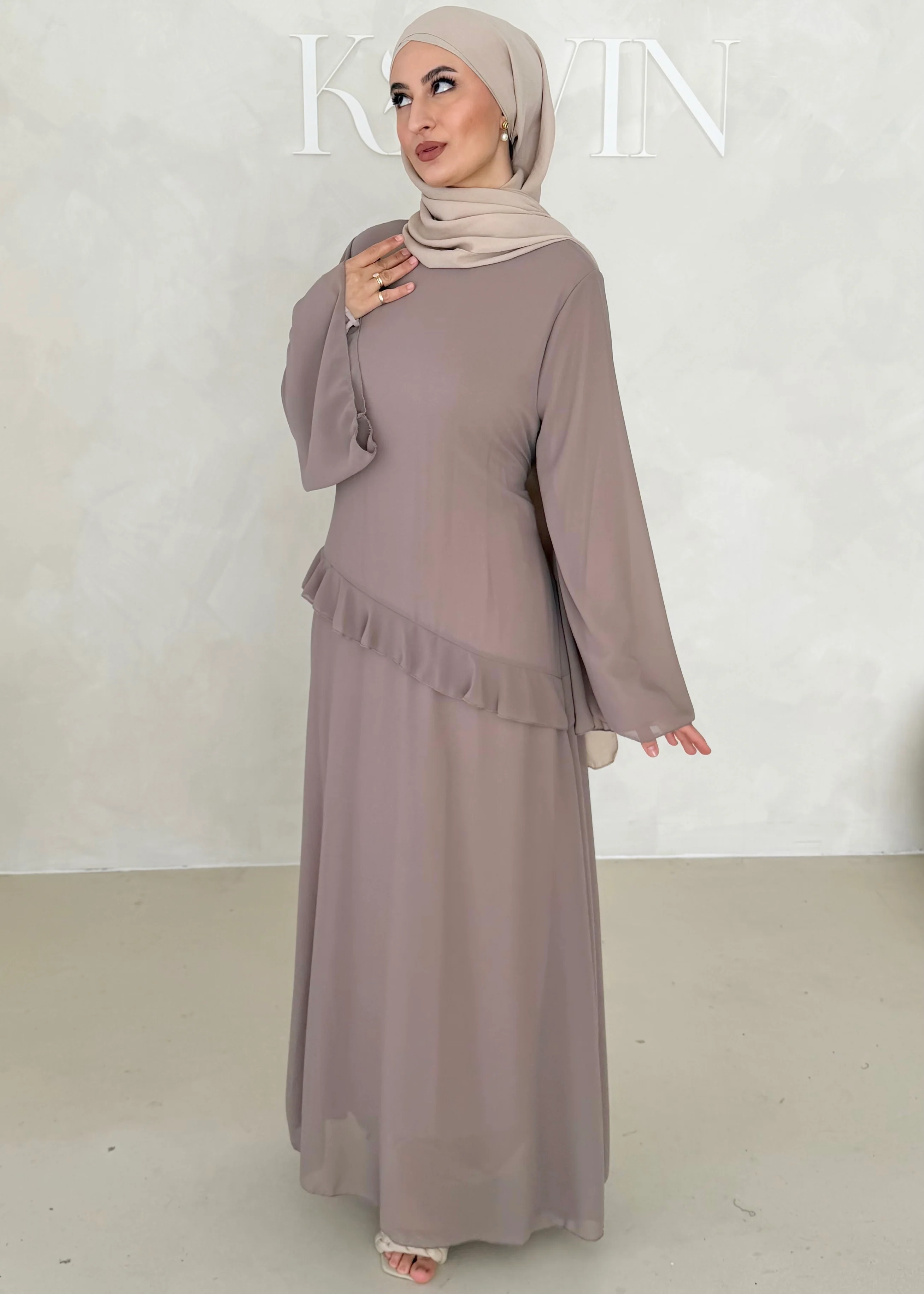 Chiffon Kleid mit Volant Details - Image 7
