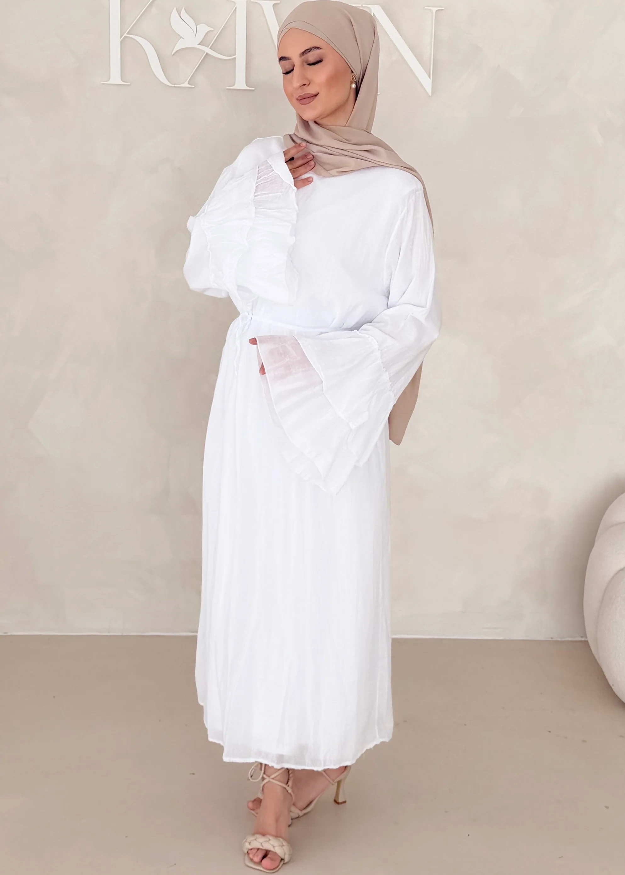 Cotton Kleid mit Trompetenärmeln - Image 14