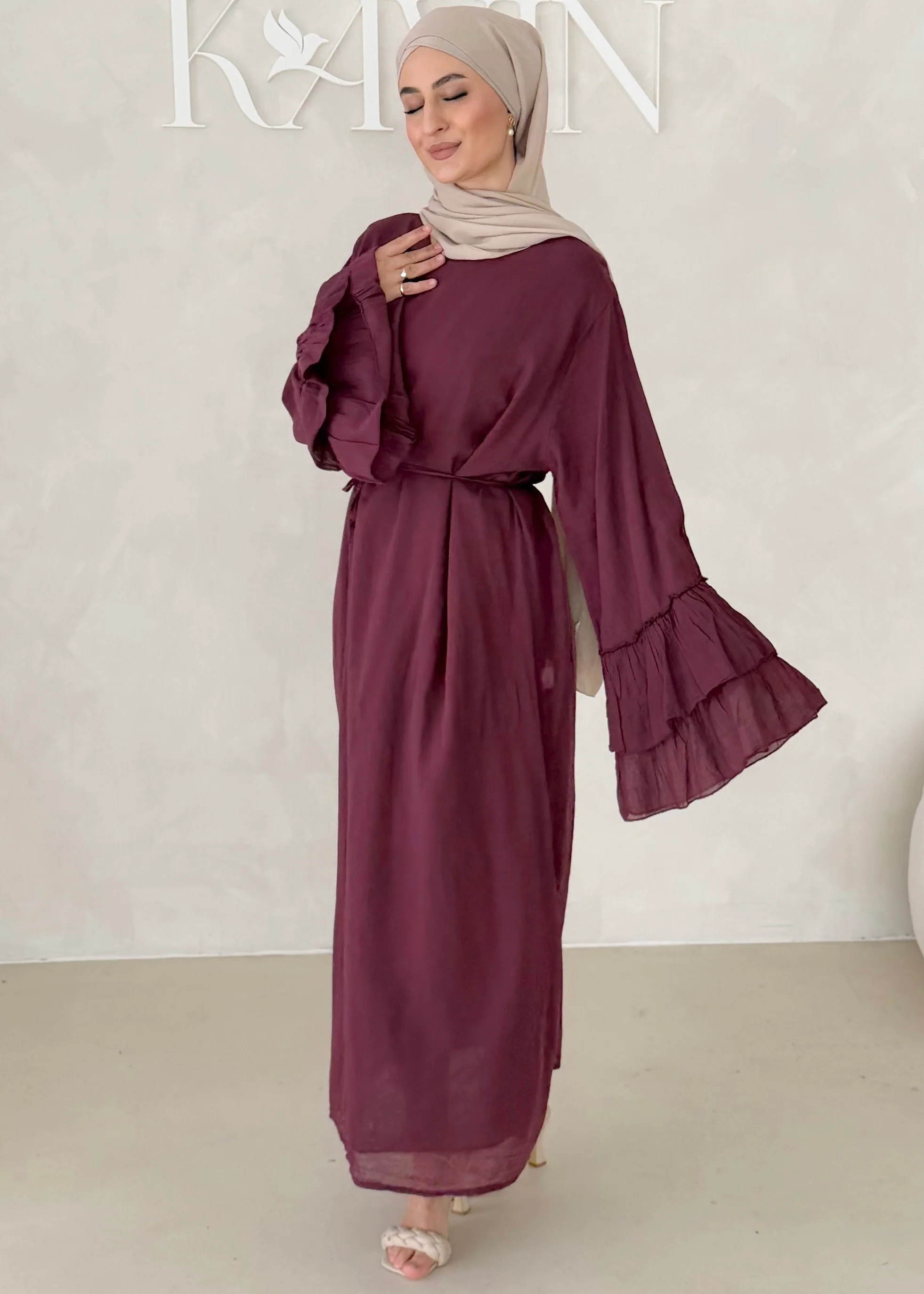 Cotton Kleid mit Trompetenärmeln - Image 2