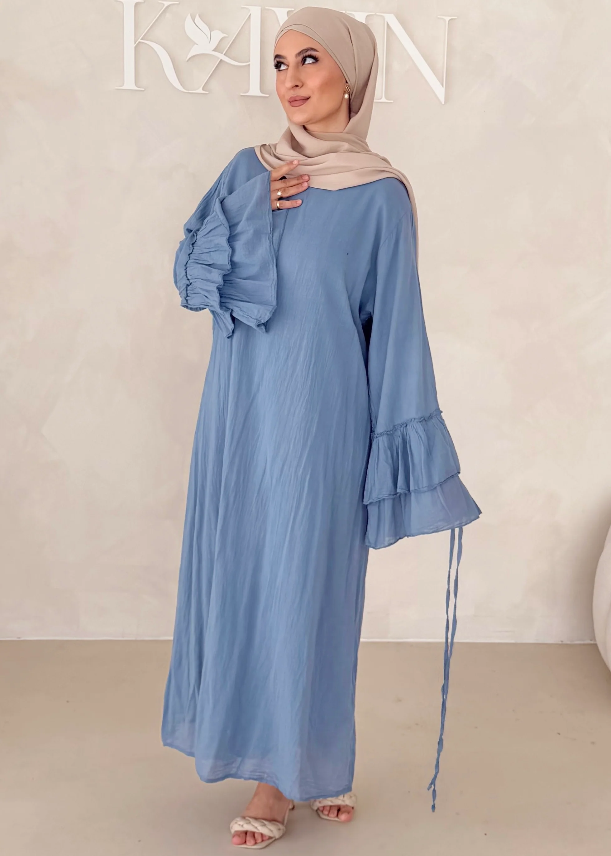 Cotton Kleid mit Trompetenärmeln - Image 22