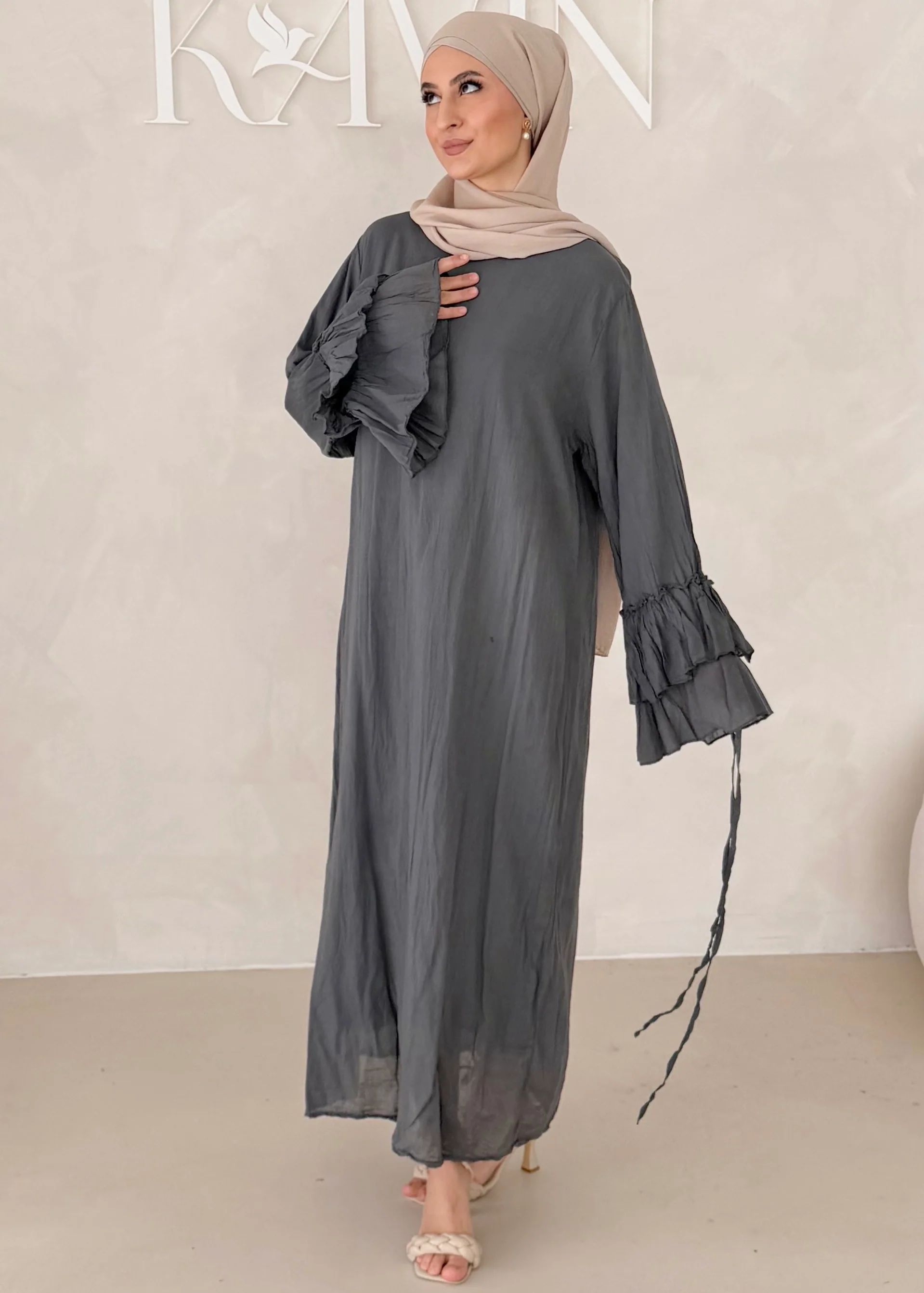 Cotton Kleid mit Trompetenärmeln - Image 25