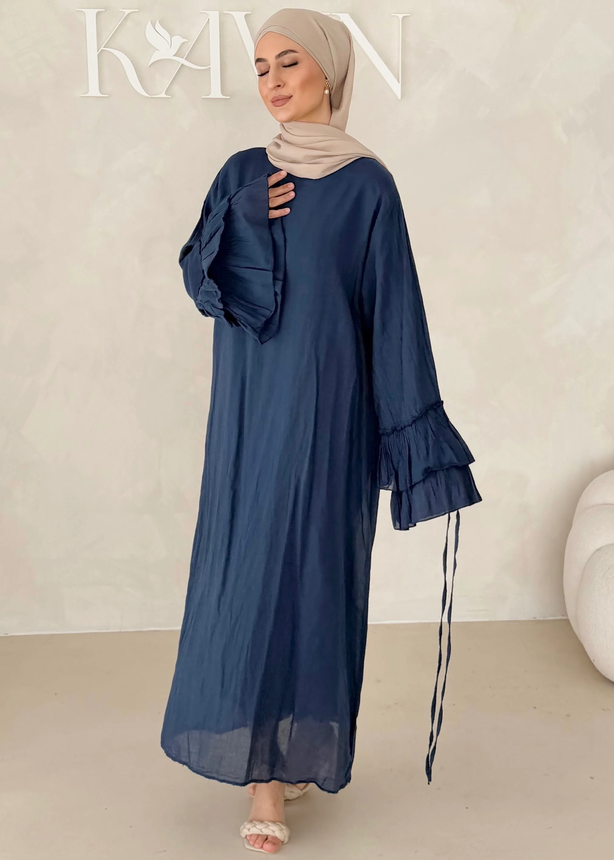 Cotton Kleid mit Trompetenärmeln - Image 31