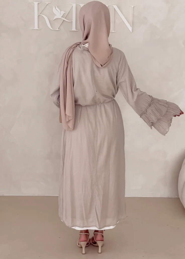 Cotton Kleid mit Trompetenärmeln - Image 9